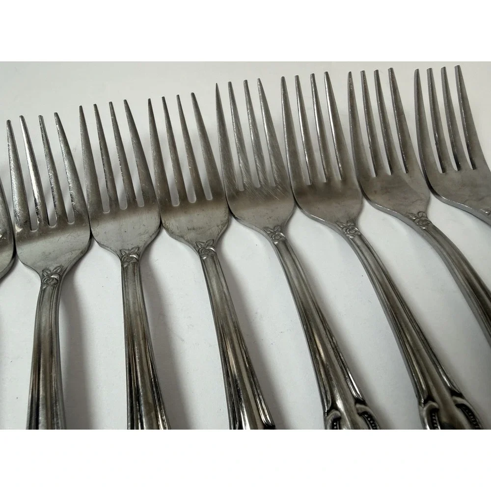 Marseilles Stainless Salad Forks Set Of 8 Japan Vintage Flower MCm